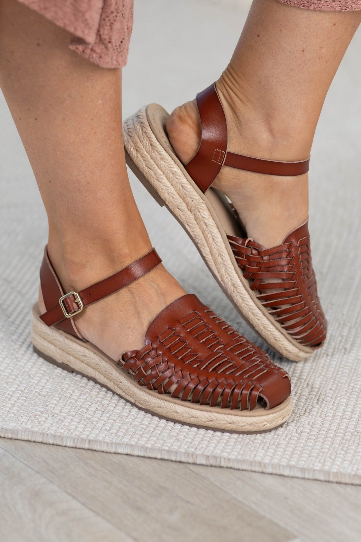 MIA Cognac Artisanal Faux Leather Sandal