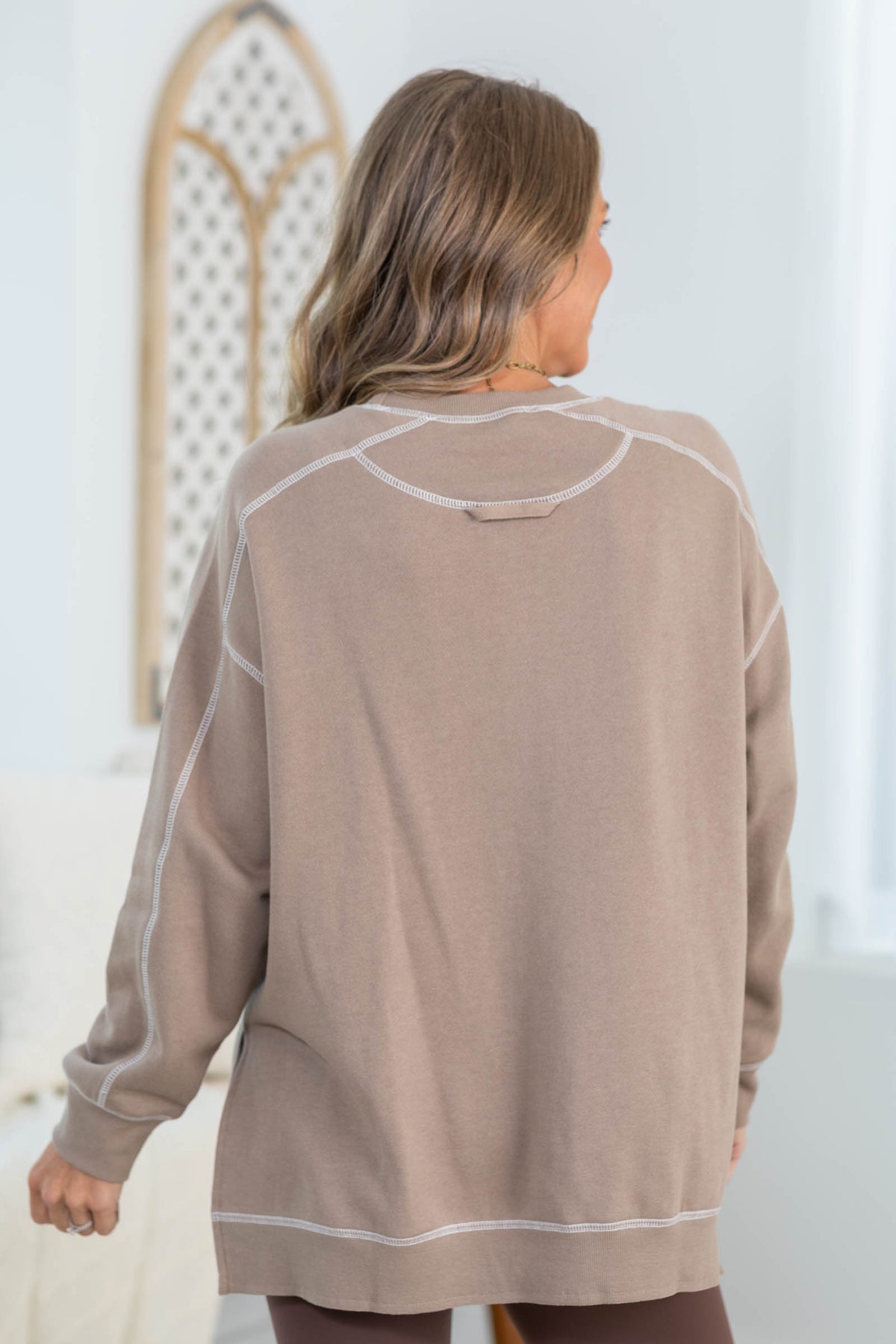 Exposed Stitch Boxy Sweatshirts With Pockets