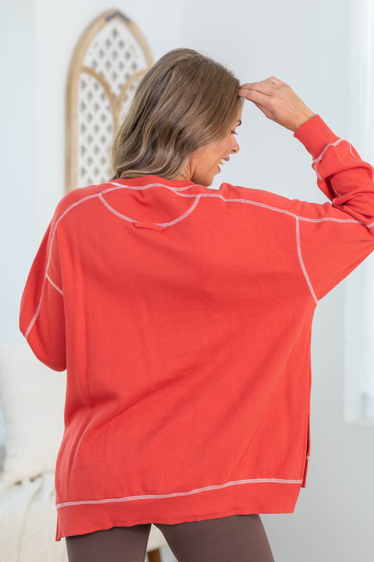 Exposed Stitch Boxy Sweatshirts With Pockets