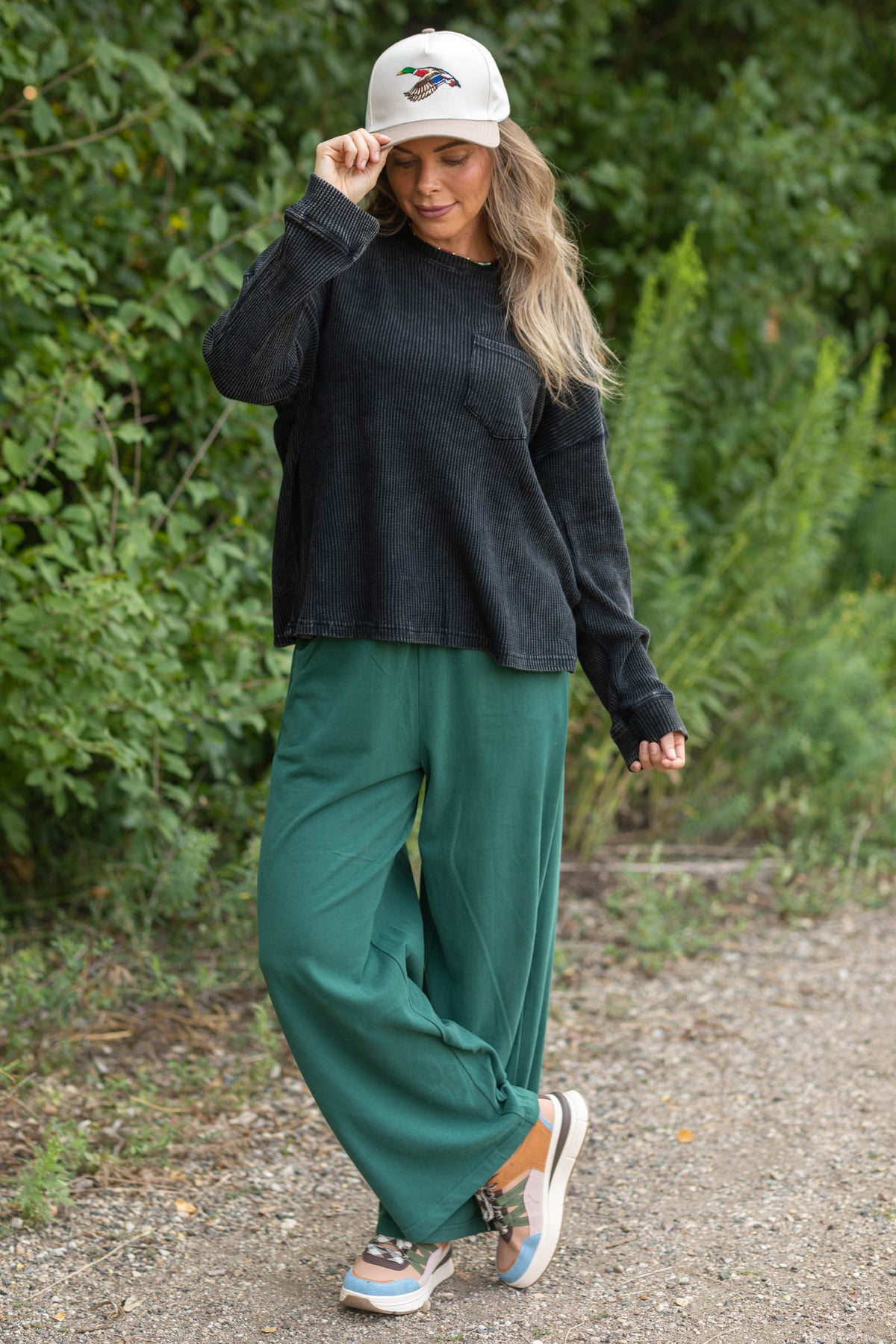 Washed Drawstring Barrel Sweatpants