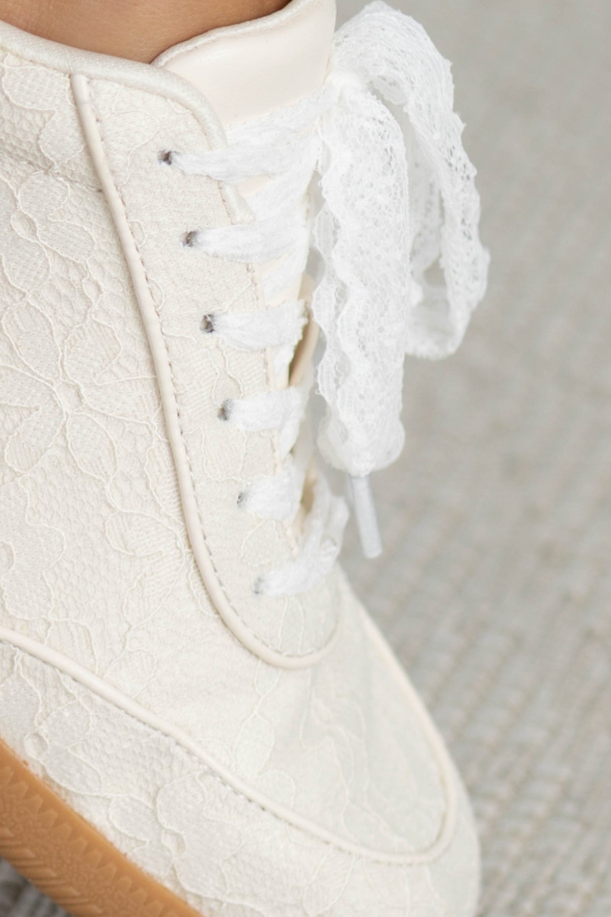 MIA Cream Floral Lace Up Sneakers