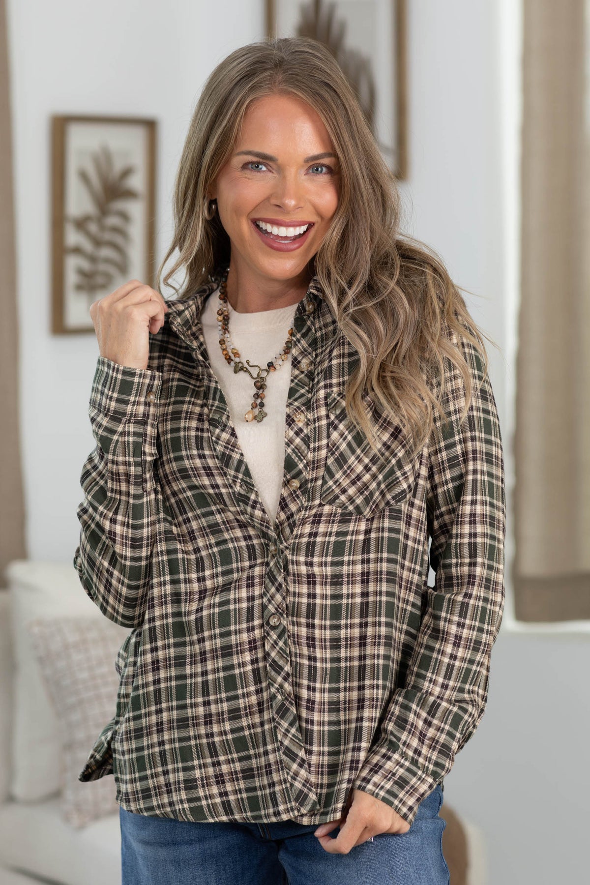 Plaid Button Up Tops