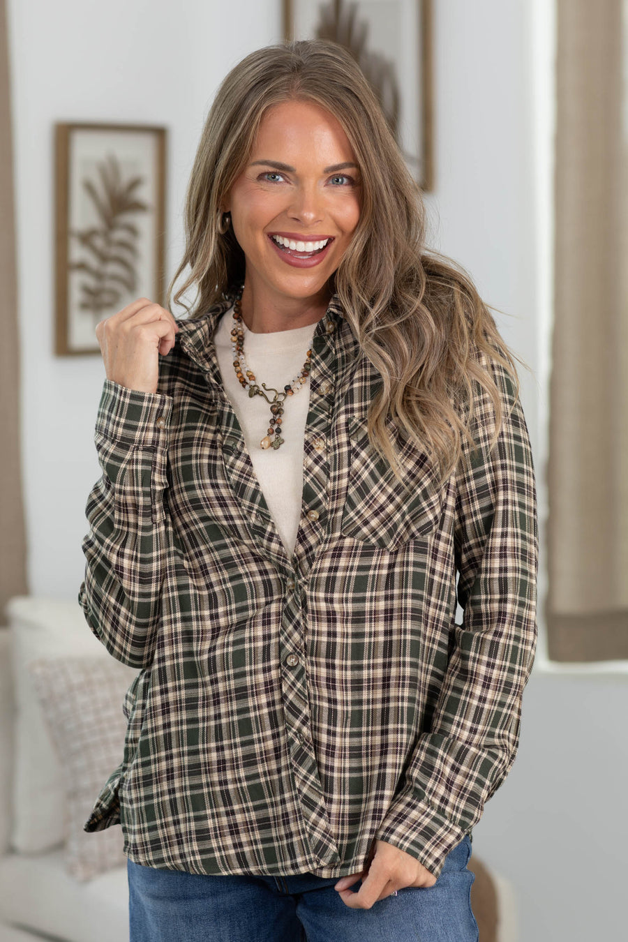 Plaid Button Up Tops