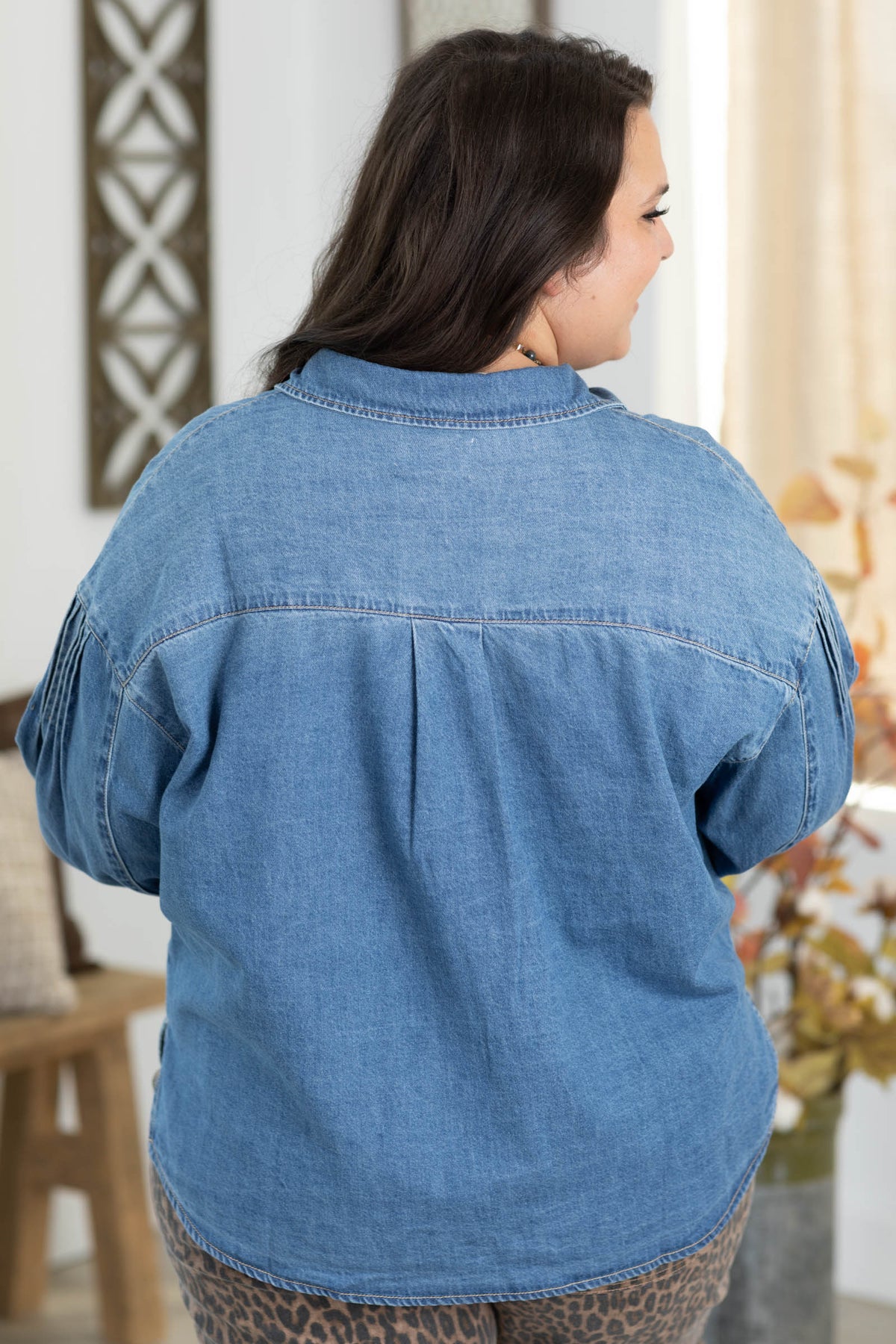 Risen Medium Wash Pintuck Balloon Shirt