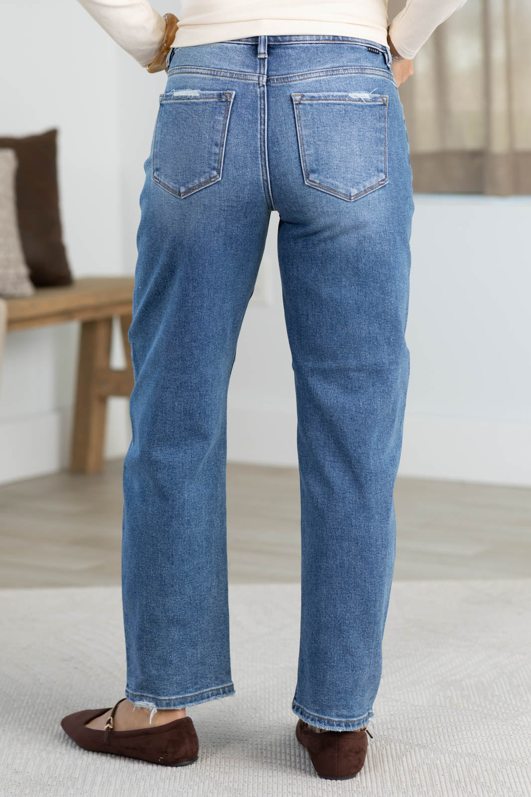 Risen Tummy Control High Rise Slim Barrel Jeans