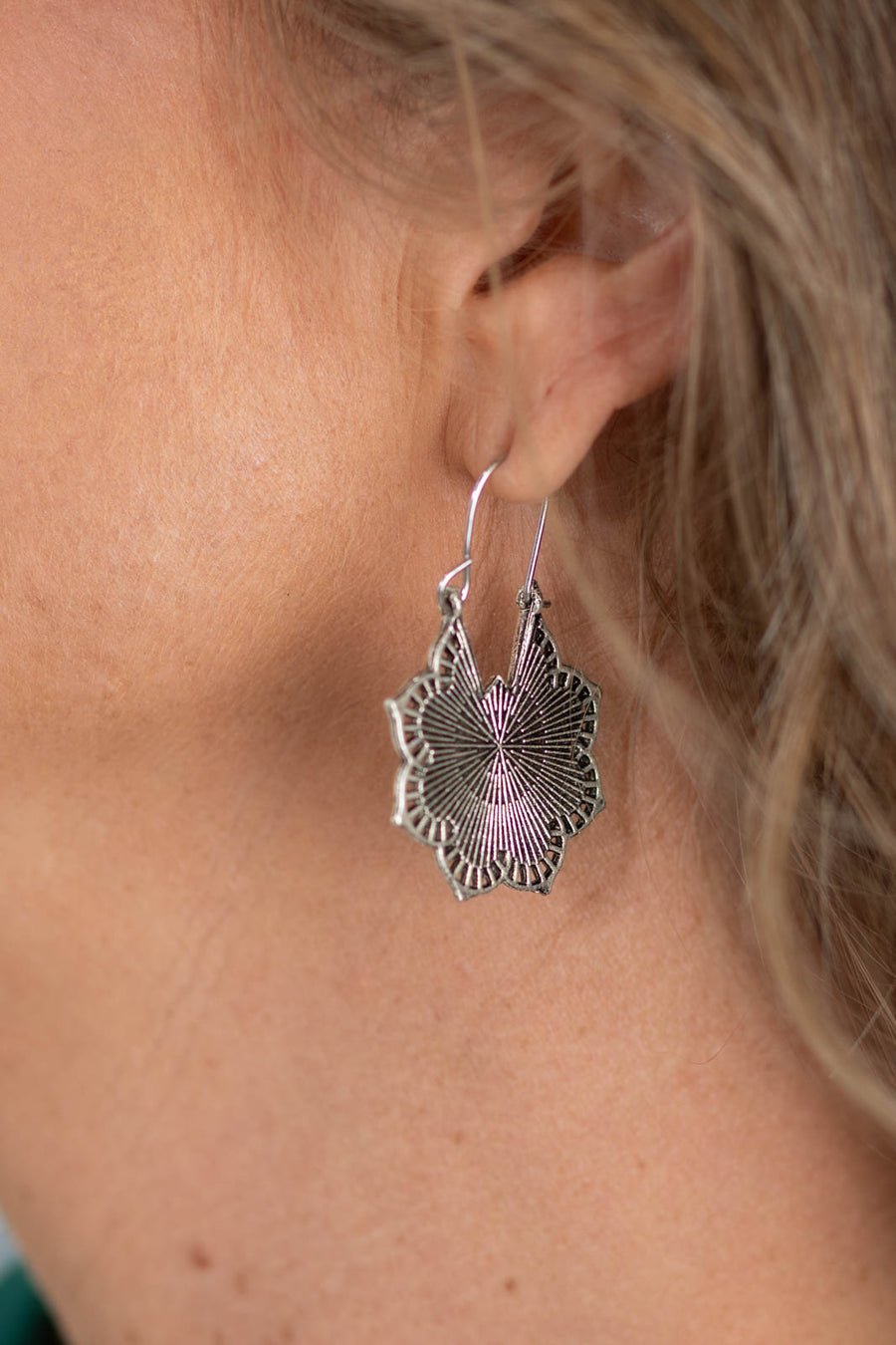Silver Tribal Mandala Earrings
