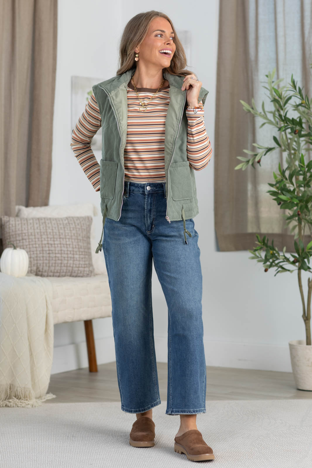 Staccato Sage Quilted Relaxed Padded Vest