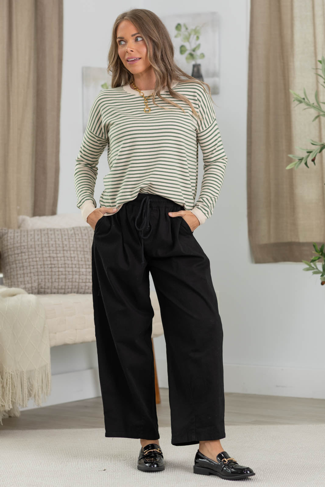 Staccato Striped Pullover Knit Sweater Top