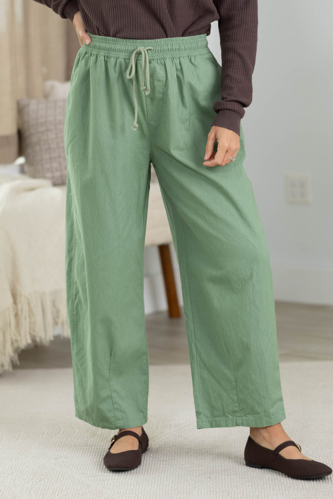 High Waist Drawstring Pants With Pockets