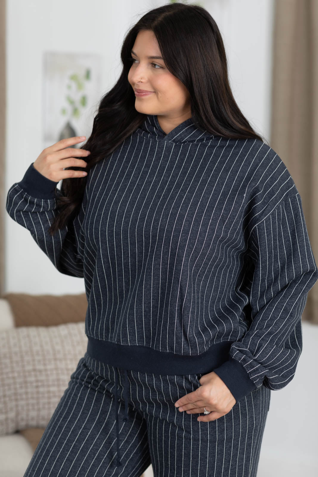 Pinstripe French Terry Hoodie