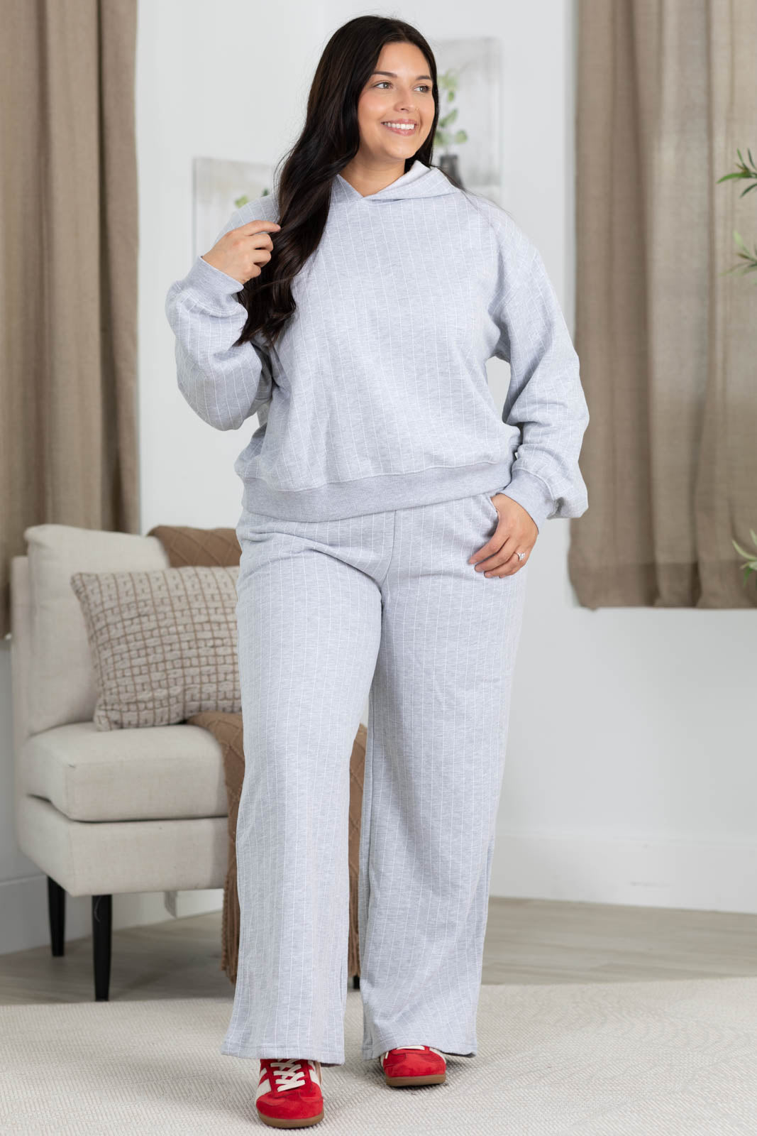 Pinstripe Elastic Waist Sweatpants