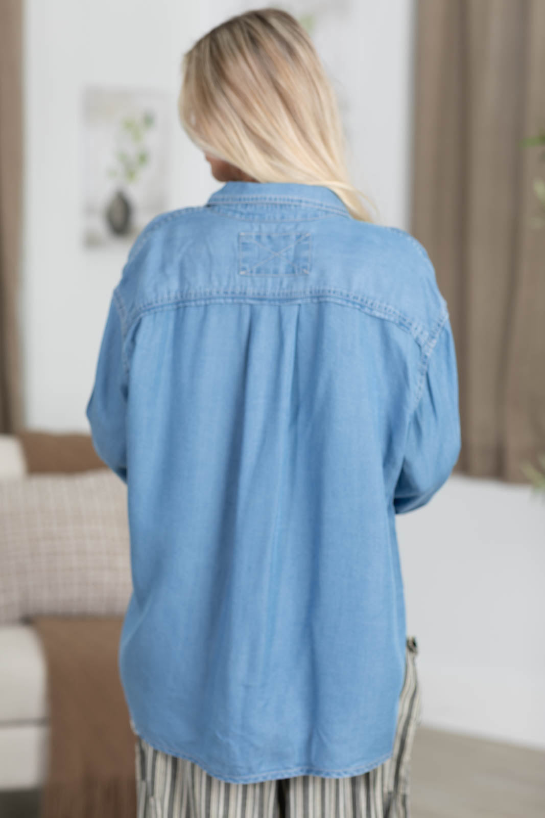 Cotierra x Filly Flair Chambray Easy Layering Button Up Top