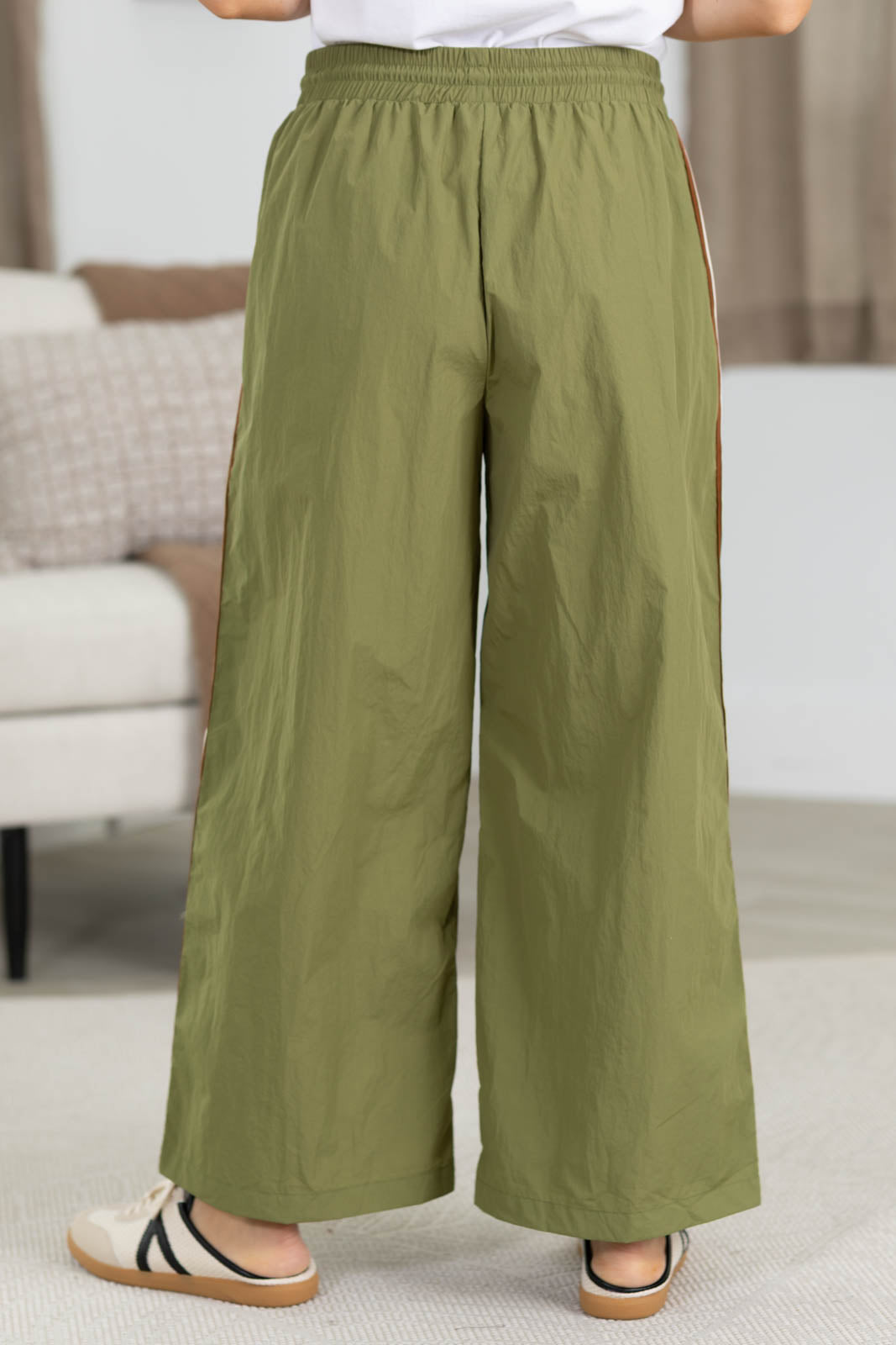 Olive Rib Band Detail Sweatpants