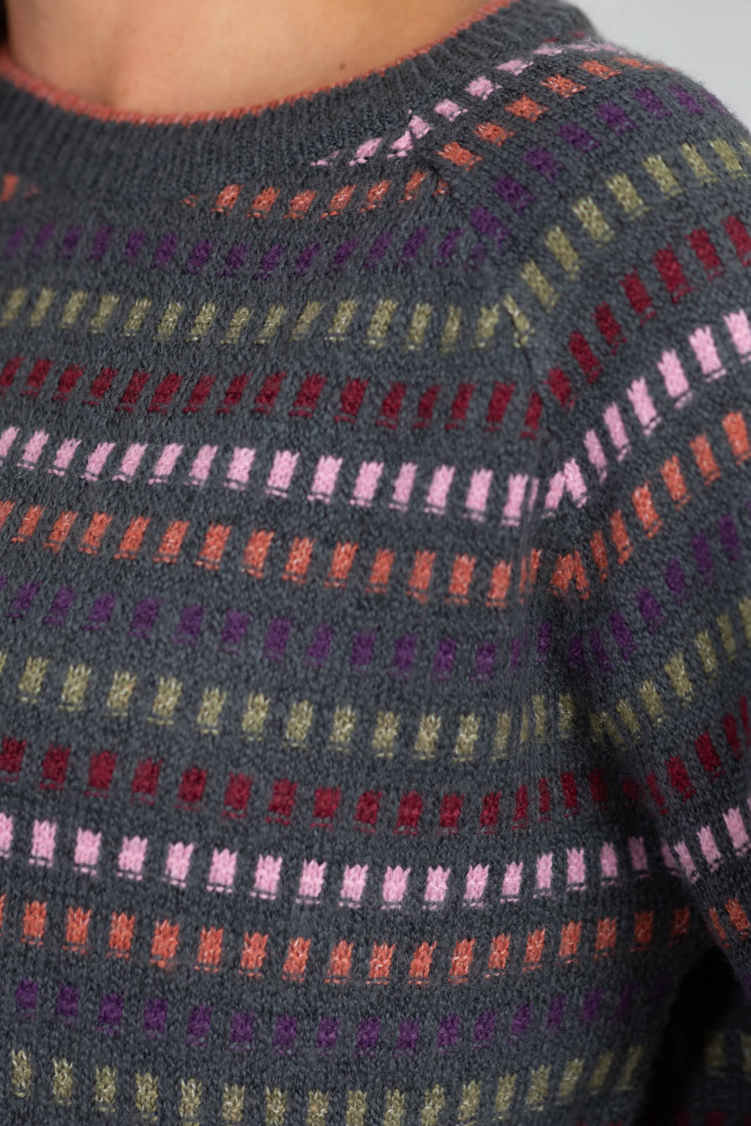 Staccato Charcoal Multicolor Stripe Texture Sweater