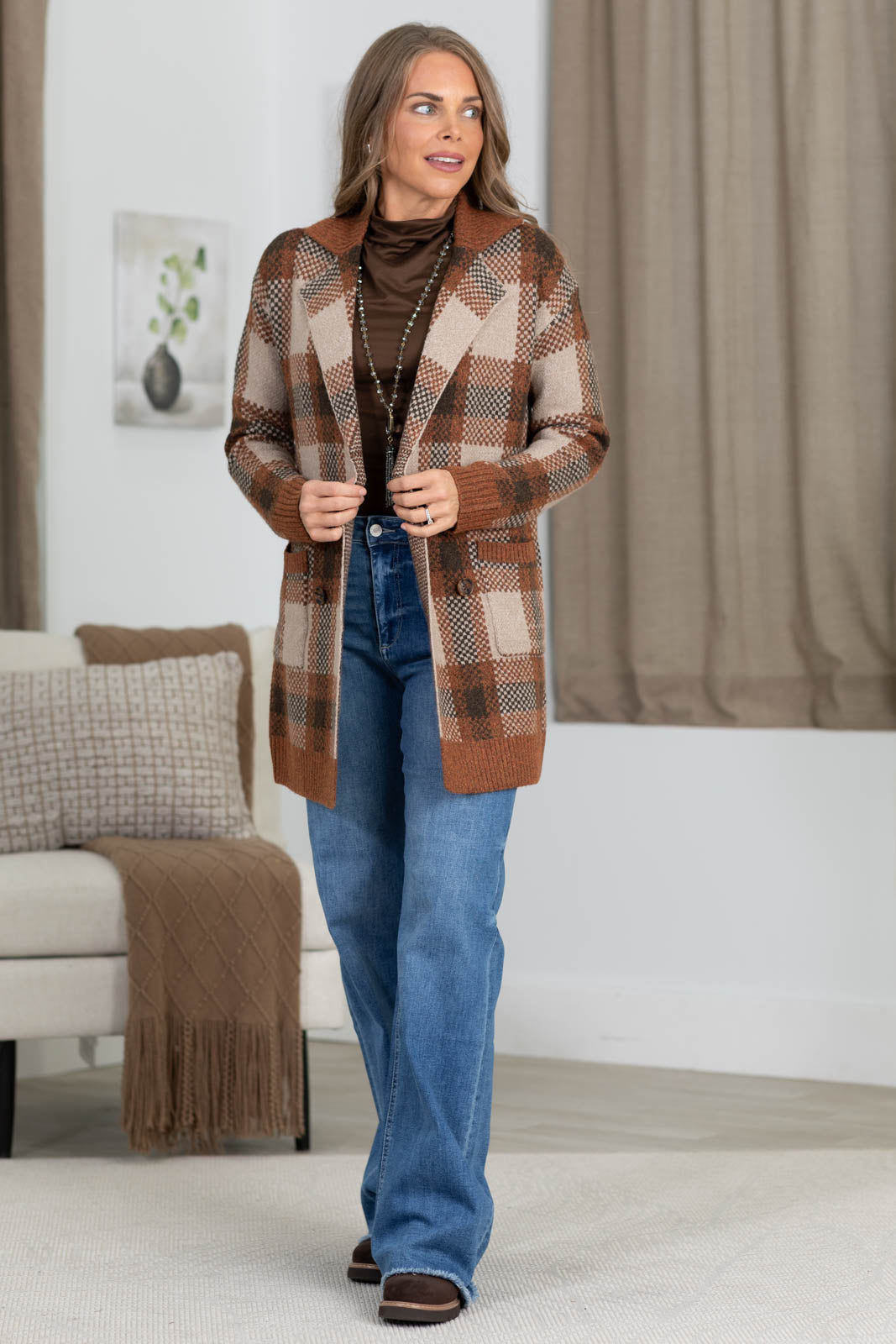 Staccato Contrast Collar Sweater Jacket