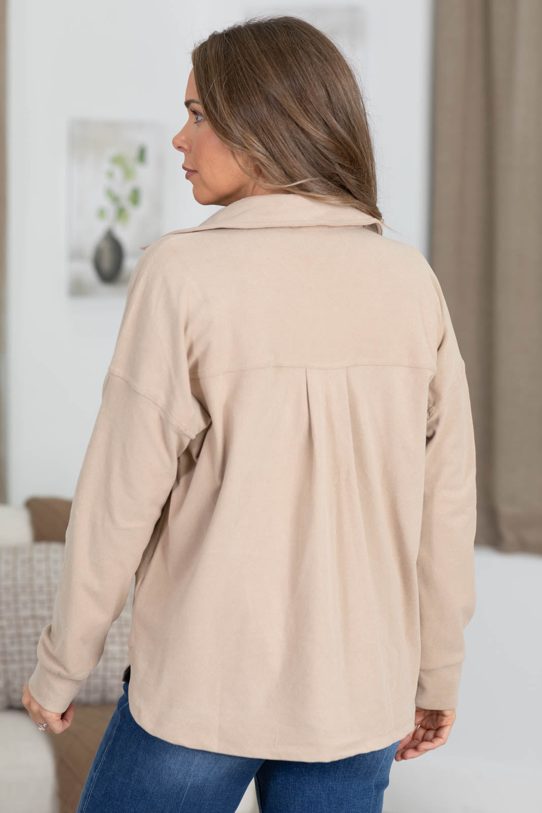 Staccato Oatmeal Button Front Patch Pocket Shacket