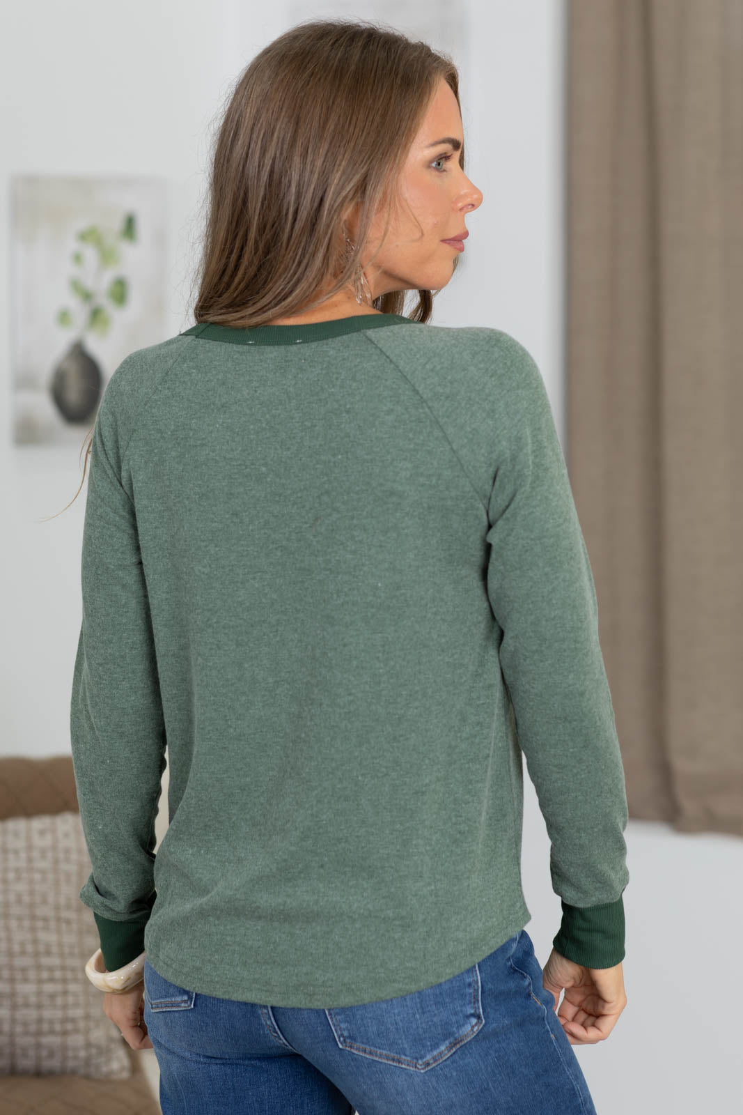 Staccato Brushed Knit Long Sleeve Top