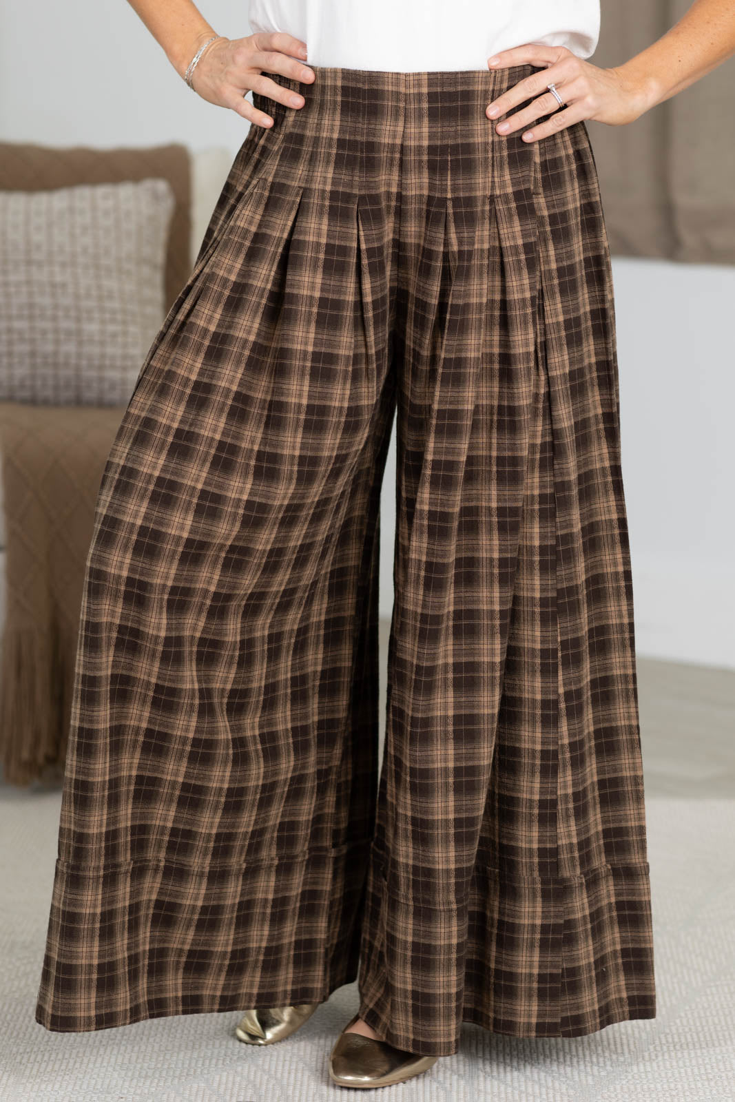 Cotierra Plaid Wide Leg Pants