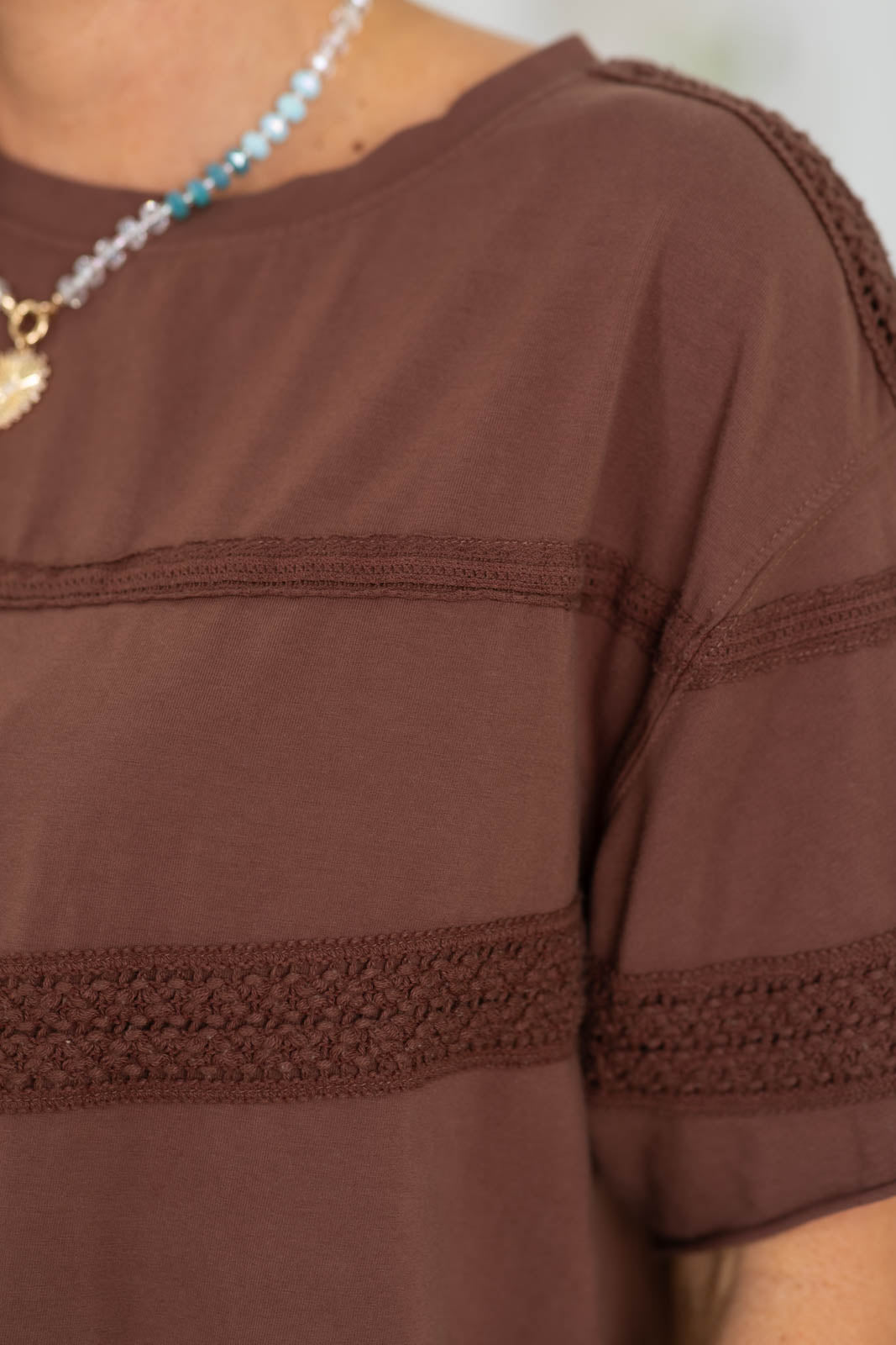 Willow Crochet Detail Short Sleeve Top by Filly Flair
