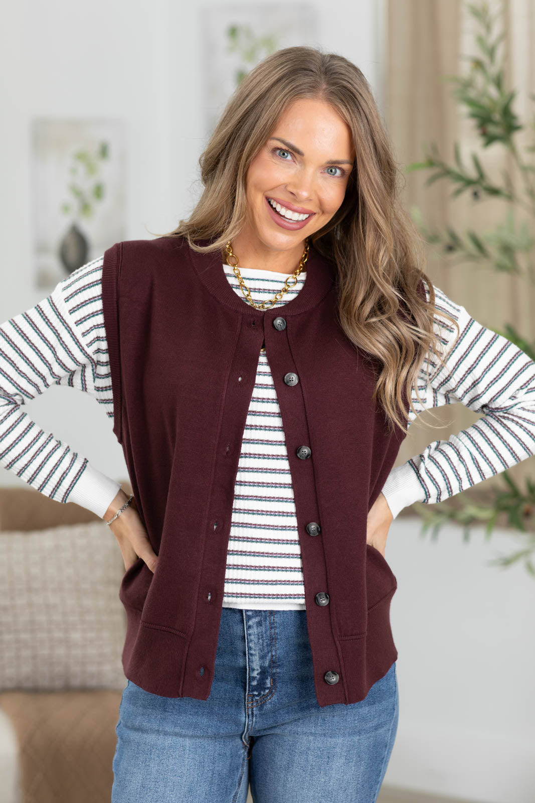 Staccato Button Down Light Sweater Vest