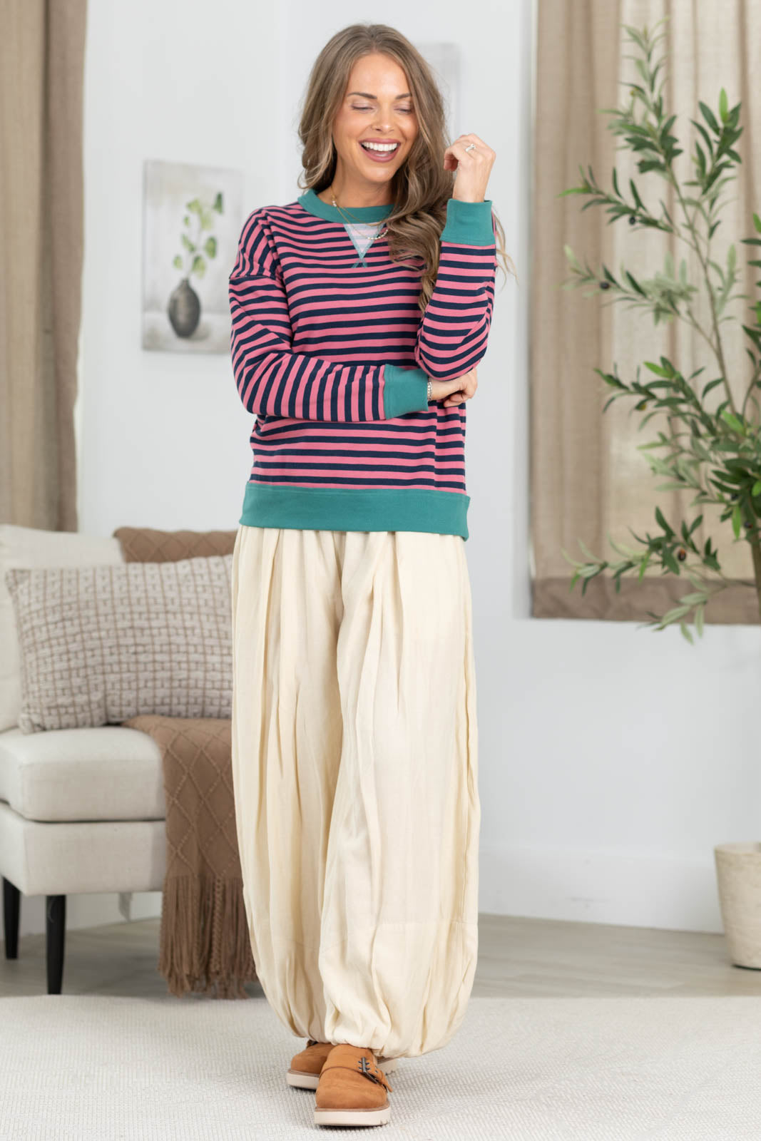 Staccato French Terry Pinstriped Sweatshirt