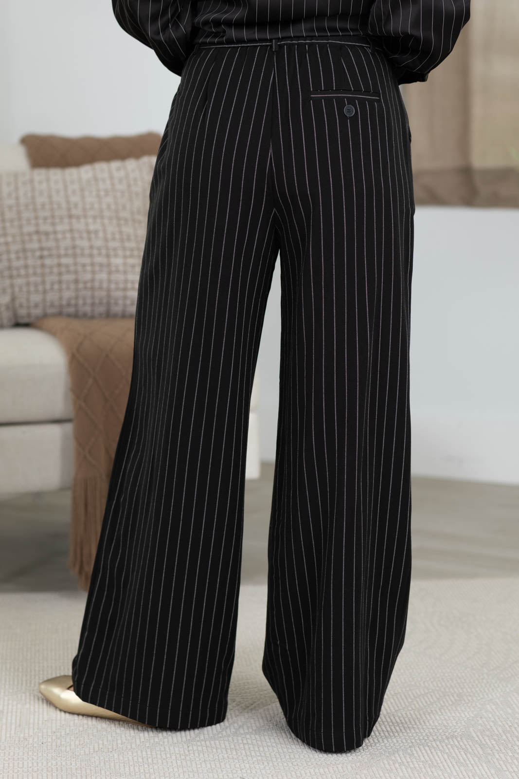 Pinstripe Drawstring Pants With Pockets