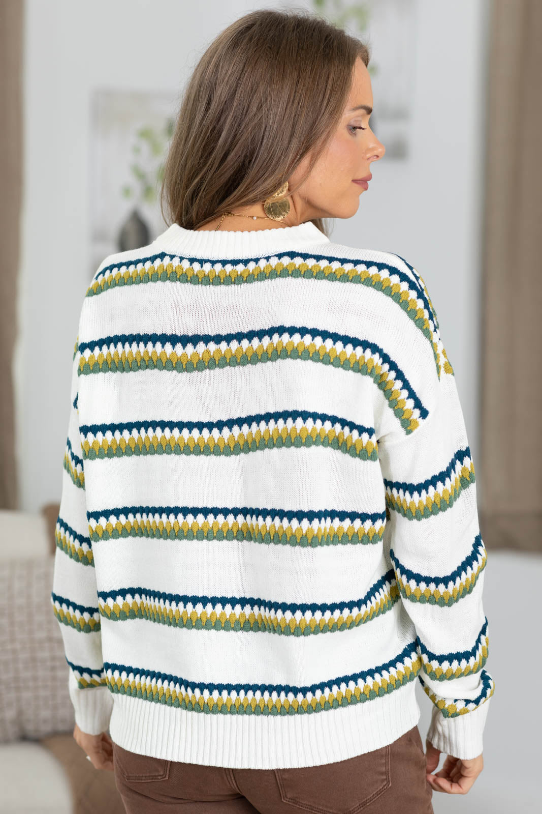 Staccato Texture Stripe Pullover Sweater