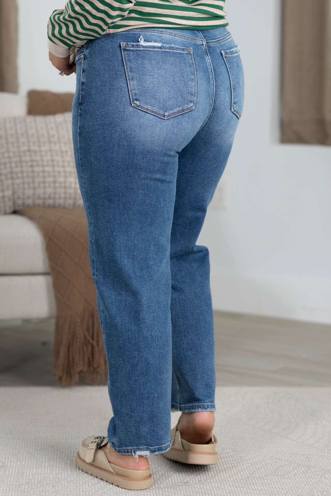Risen Tummy Control High Rise Slim Barrel Jeans
