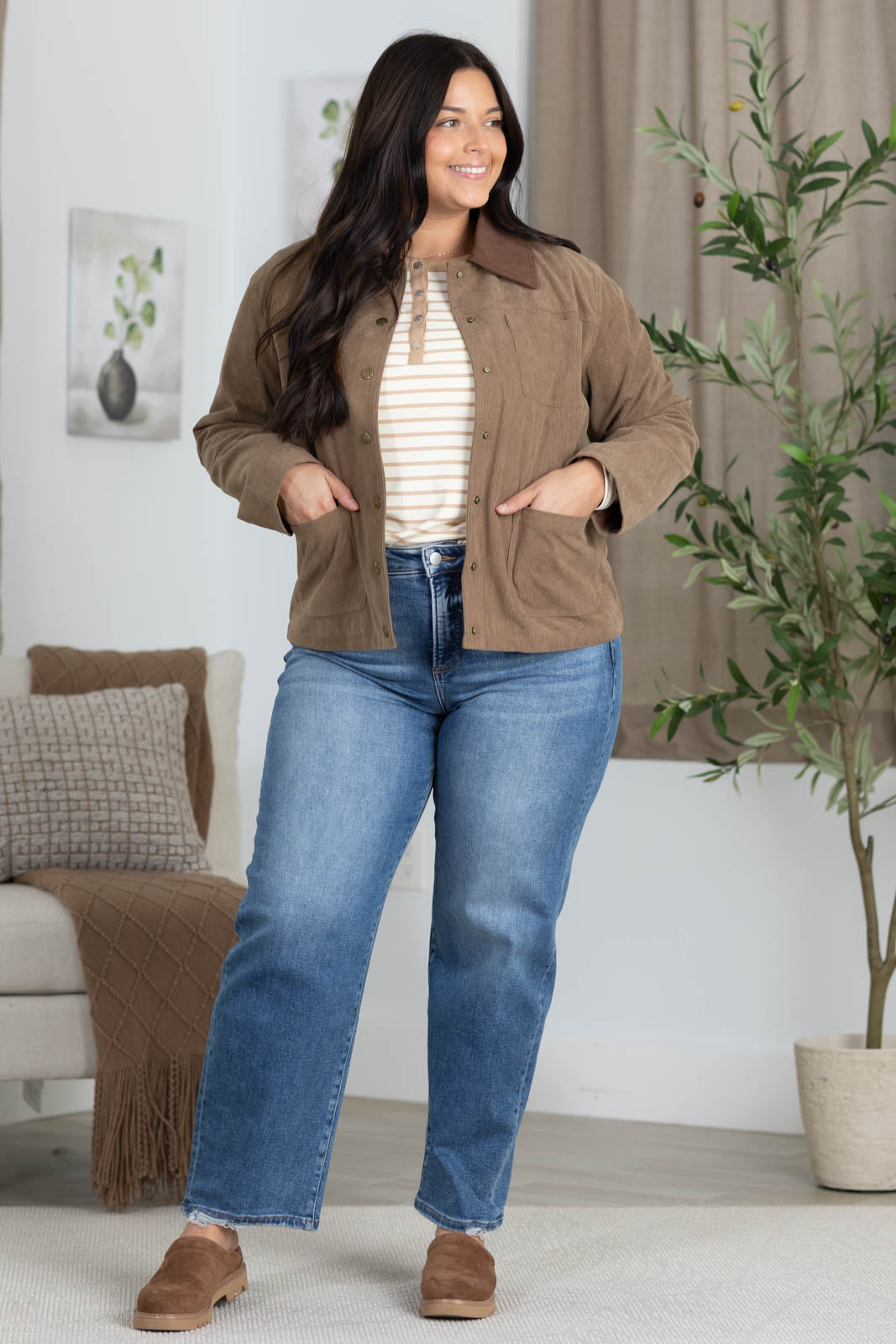 Staccato Plaid Lined Corduroy Barn Jacket