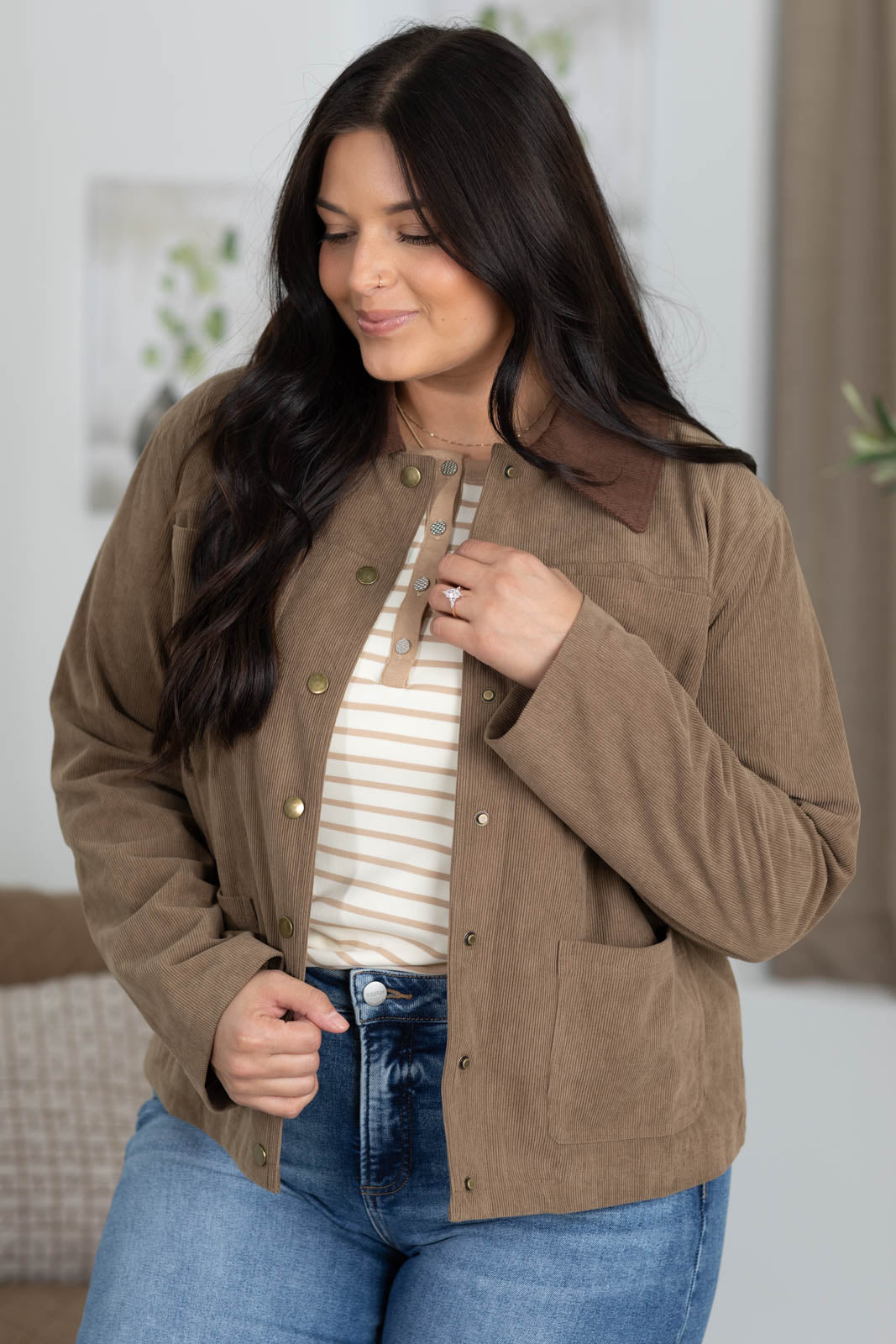 Staccato Plaid Lined Corduroy Barn Jacket