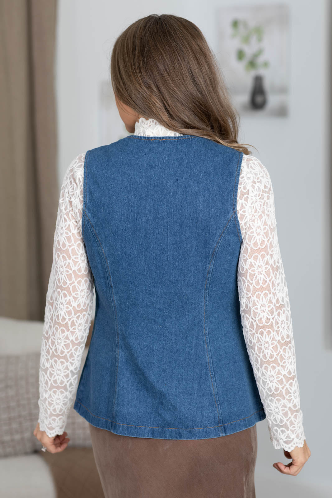 Denim Blue Button Up Vest