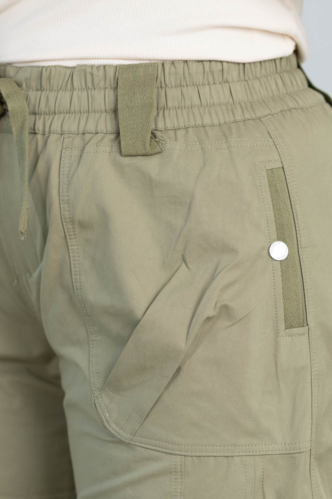 High Rise Wide Leg Cargo Pants With Drawstring Waist