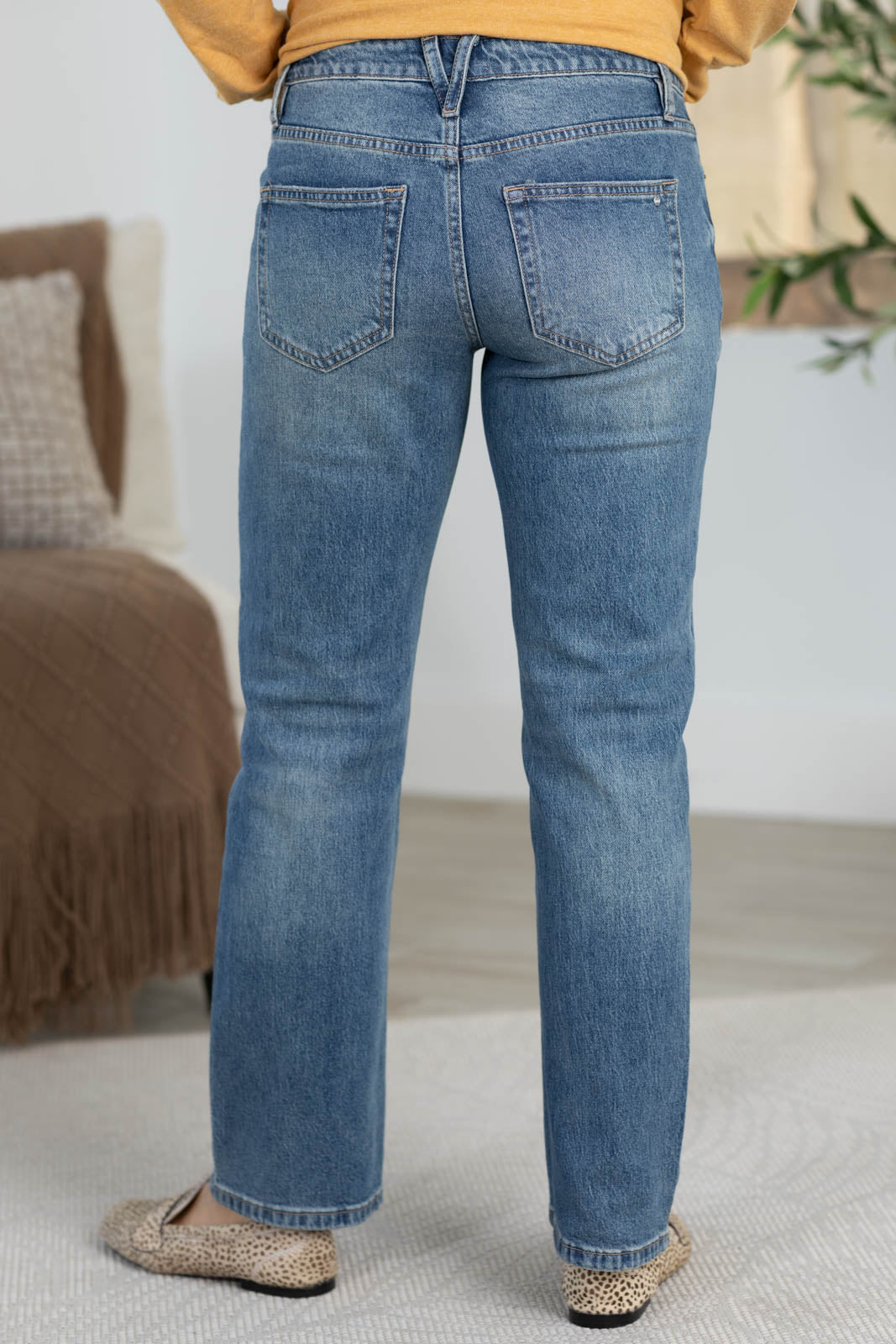Mica Denim Mid Rise Straight Leg Ankle Jeans