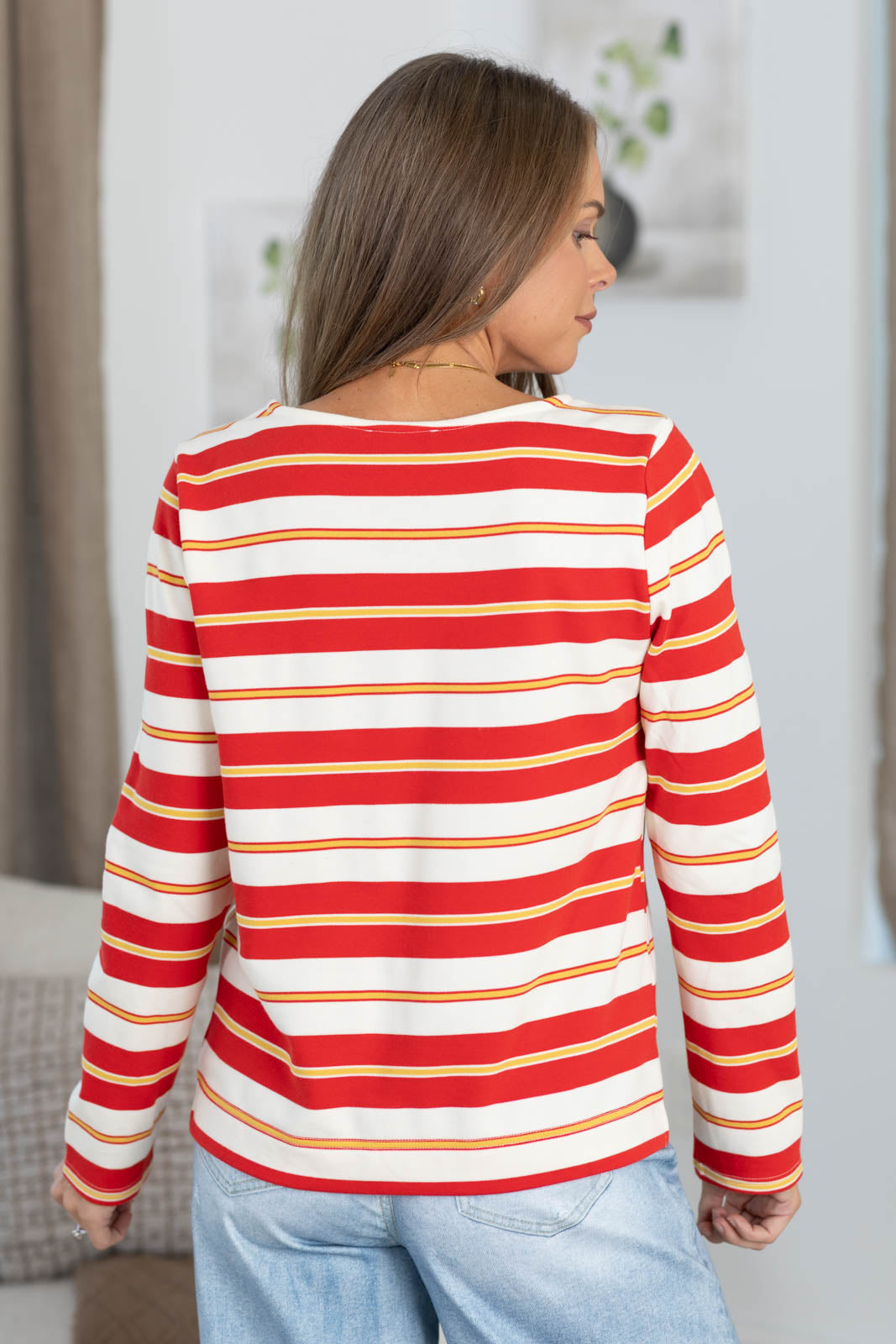 Staccato Multi Stripe French Terry Knit Top