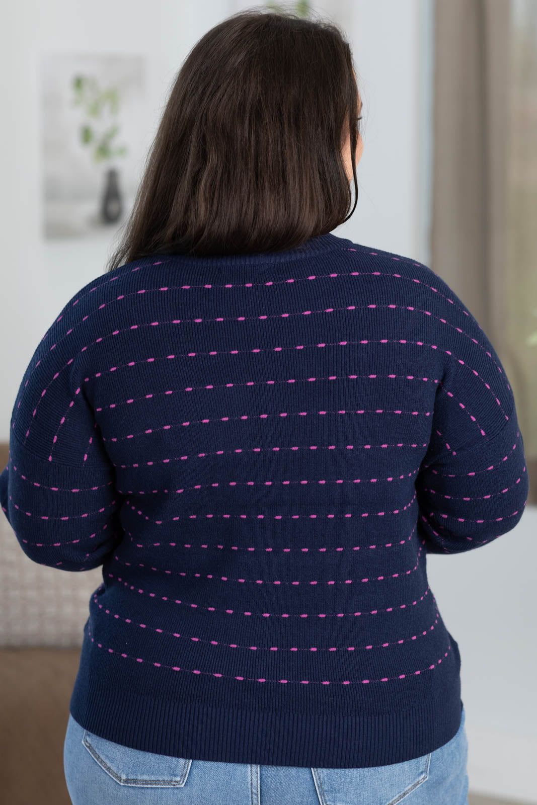 Staccato Textured Striped Crewneck Knit Sweater