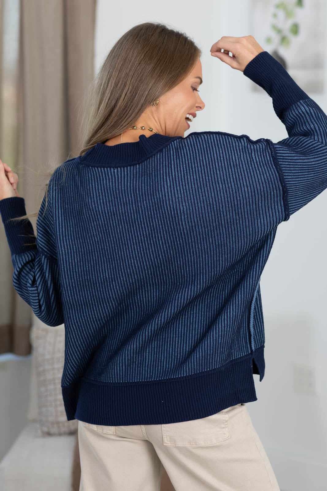 Two Tone Ribbed Sweater