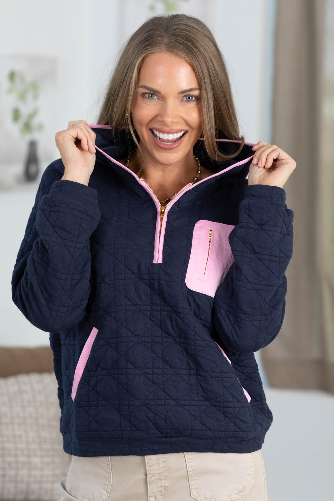 Staccato Half Zip Patch Pocket Hoodie
