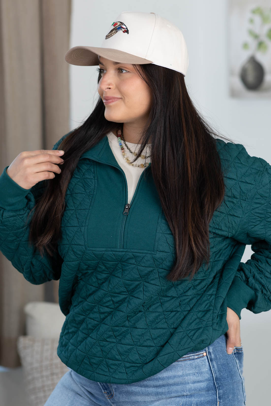 Zip It Up Quilted Pullover by Filly Flair