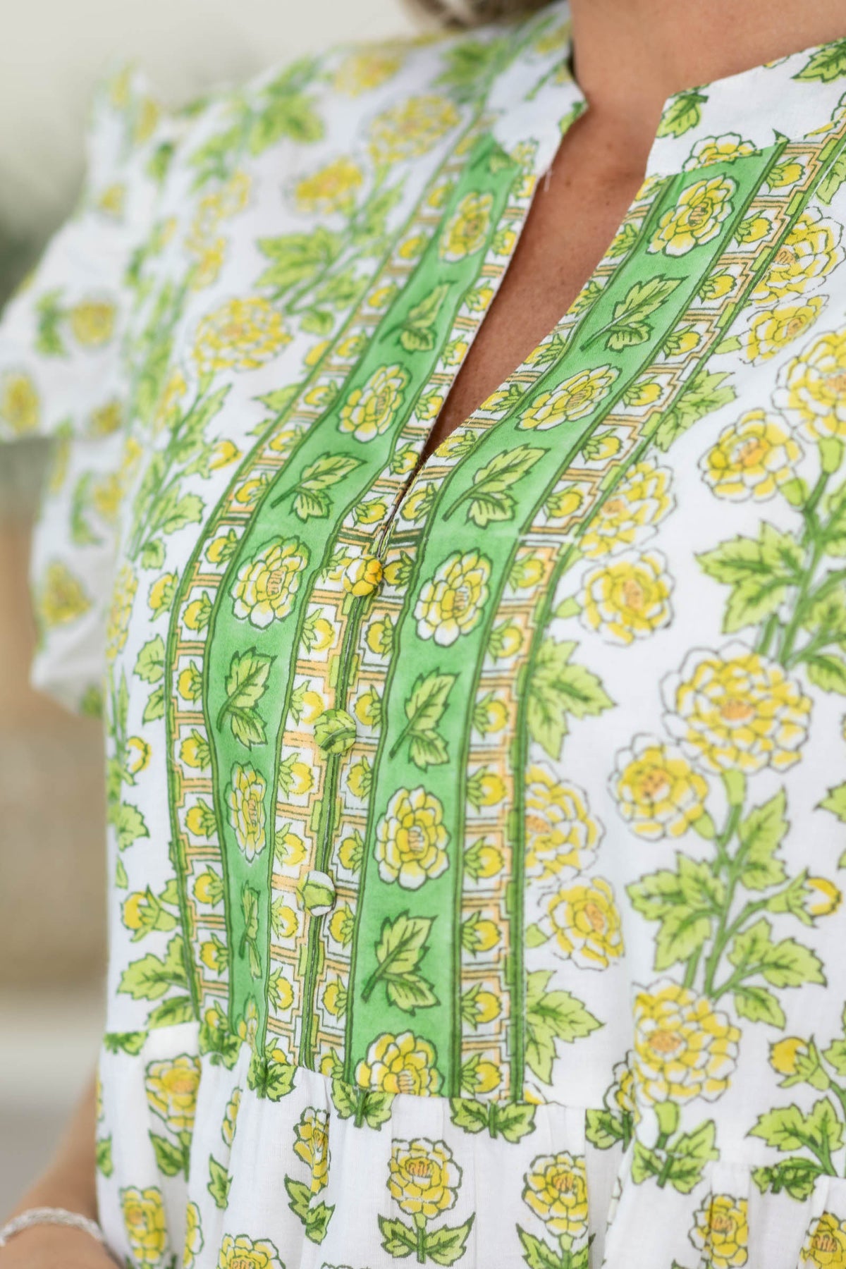 Floral Printed With Ruffle Sleeve Cap Dress