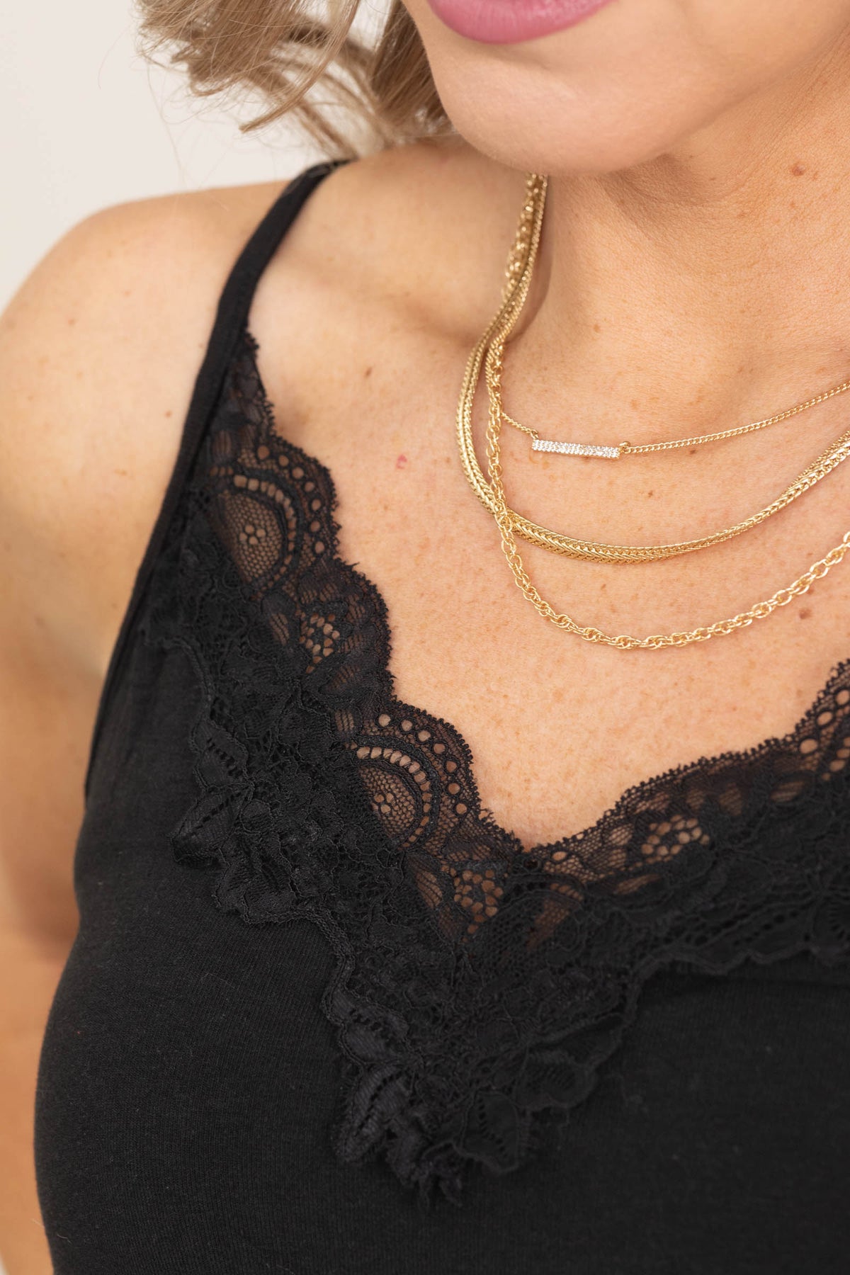 Layering Lace Trim Knit Cami Tops