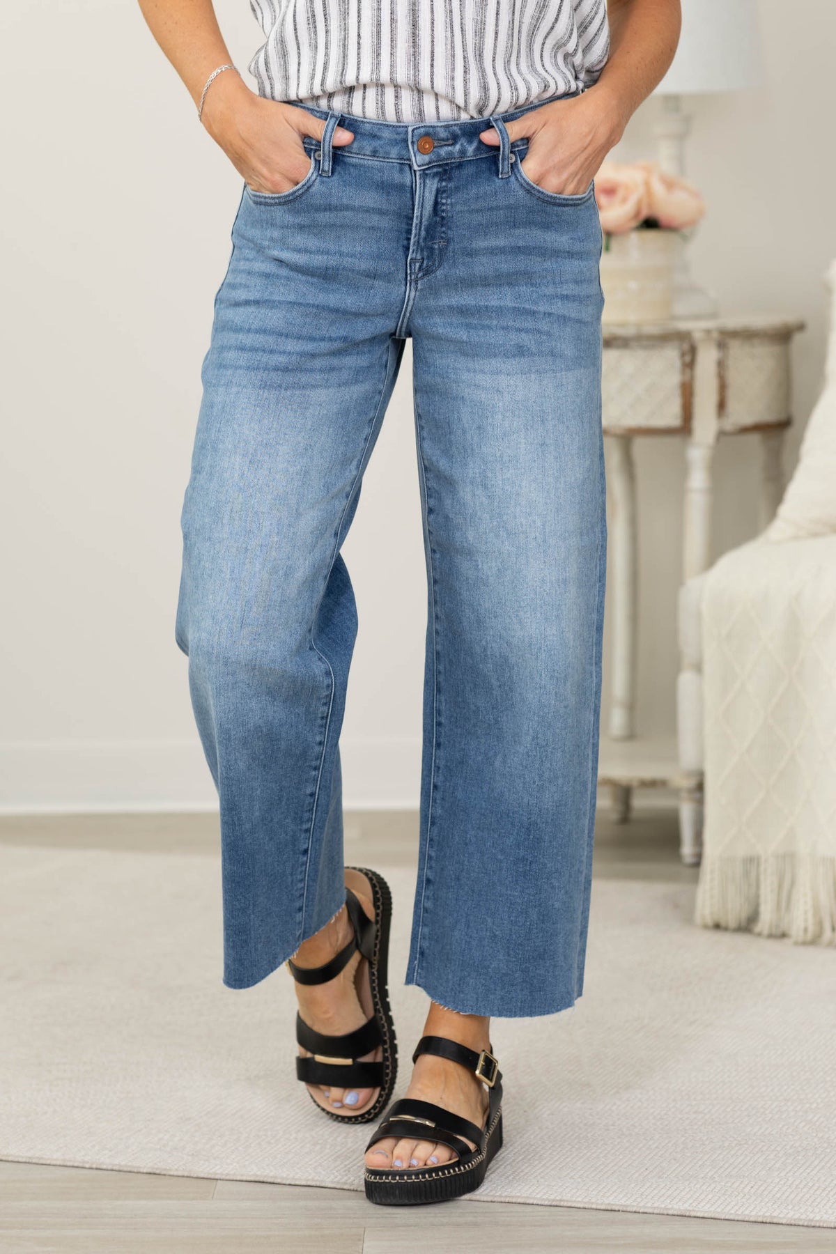Hidden Medium Wash Mid Rise Dad Jean