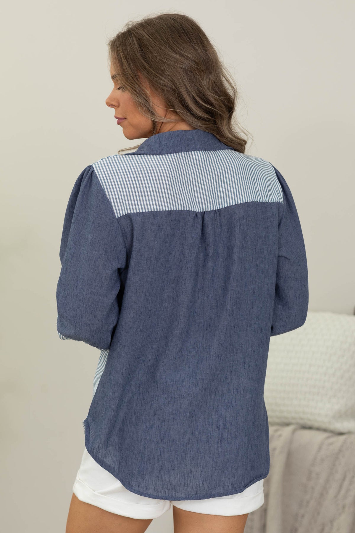 Relaxed Fit Mixed Pattern Button Down Shirt