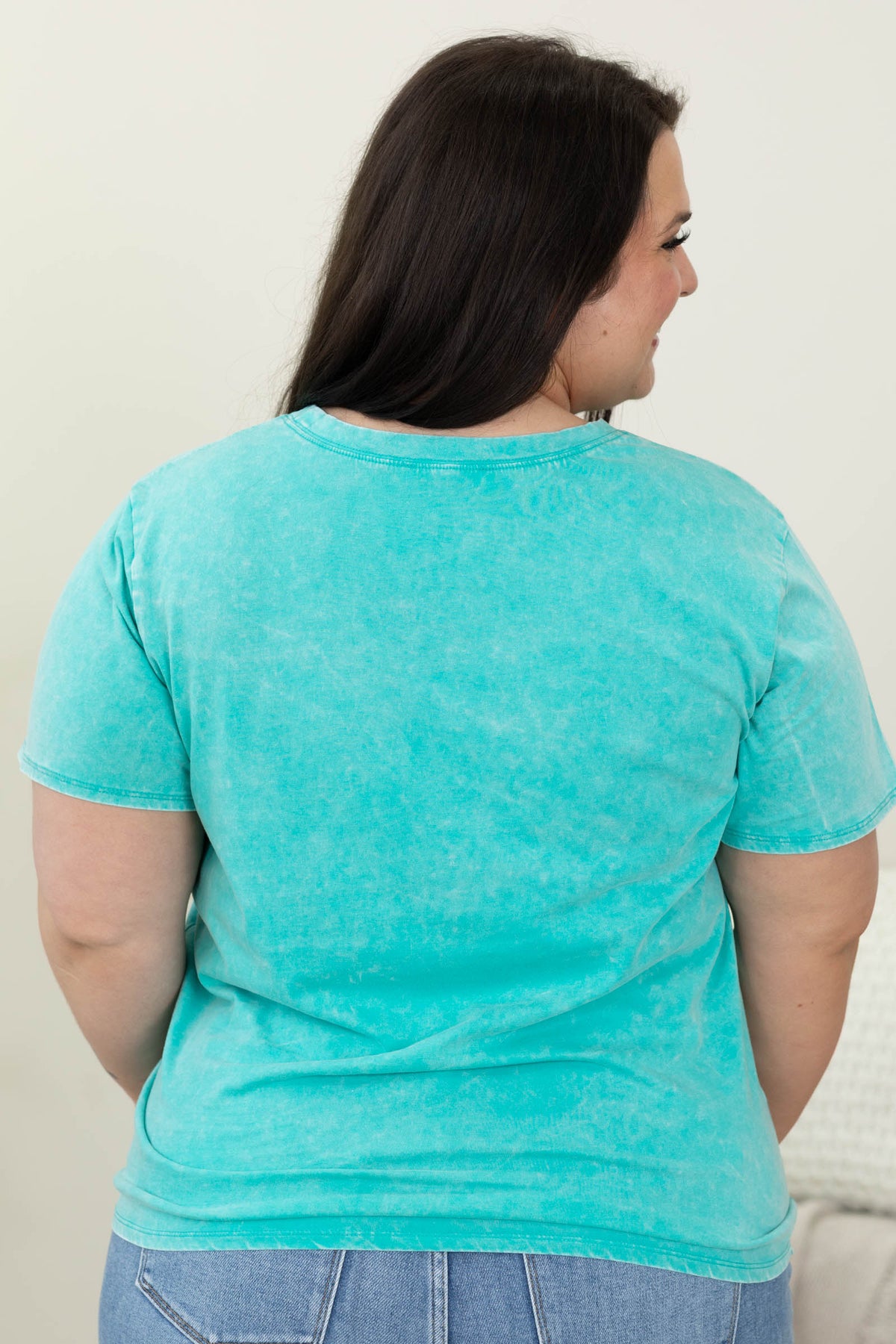 Washed Crew Neck Short Sleeve Knit Tops- 100% Cotton