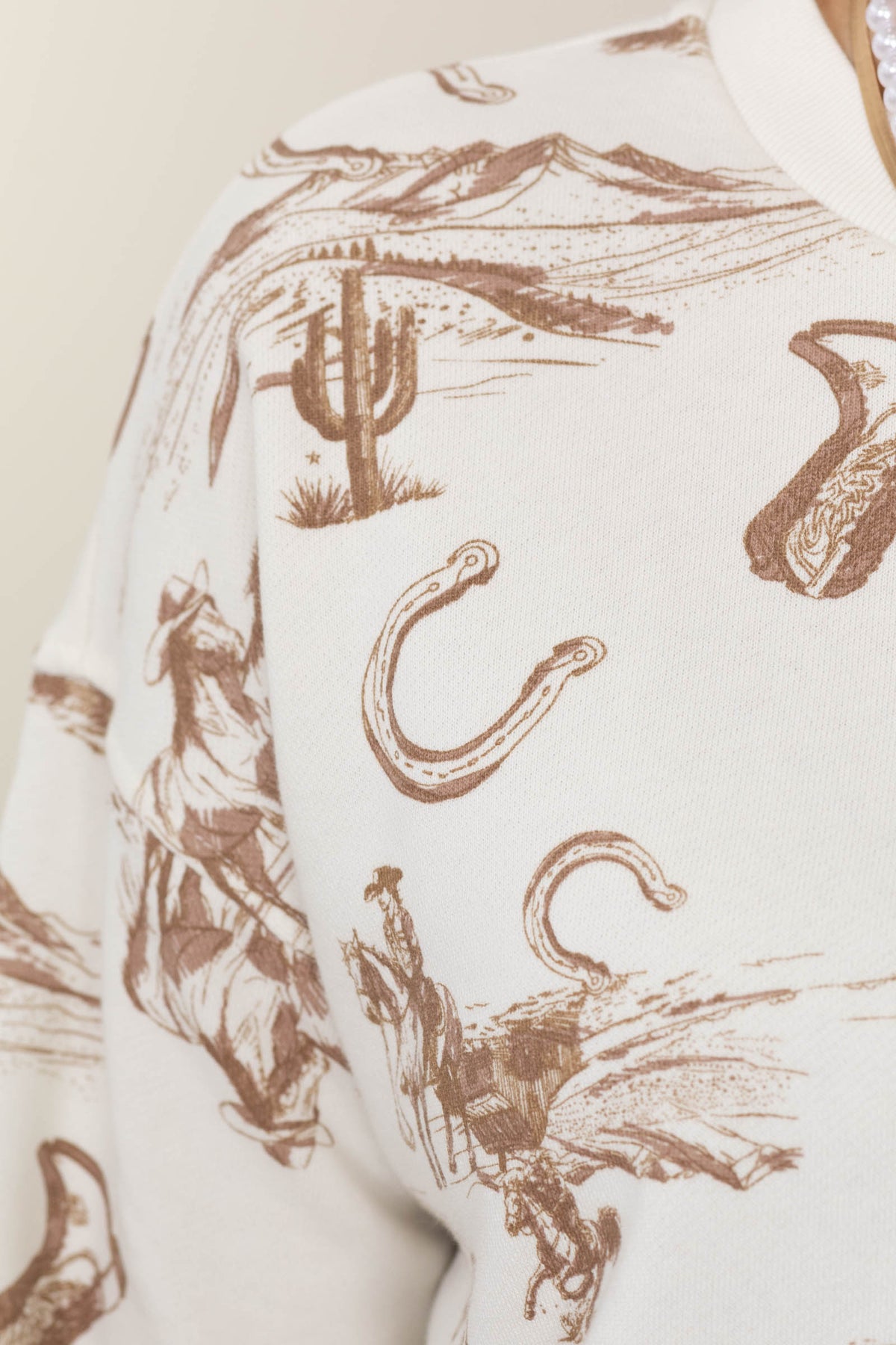 Western Print Crewneck Sweatshirt