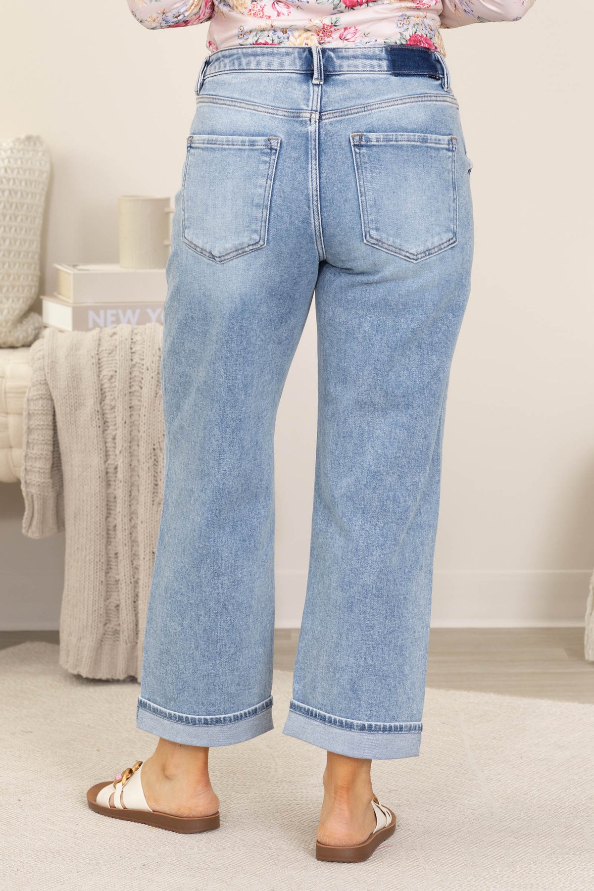 Risen Light Ankle Boyfriend Turn Up Cuffed Jean
