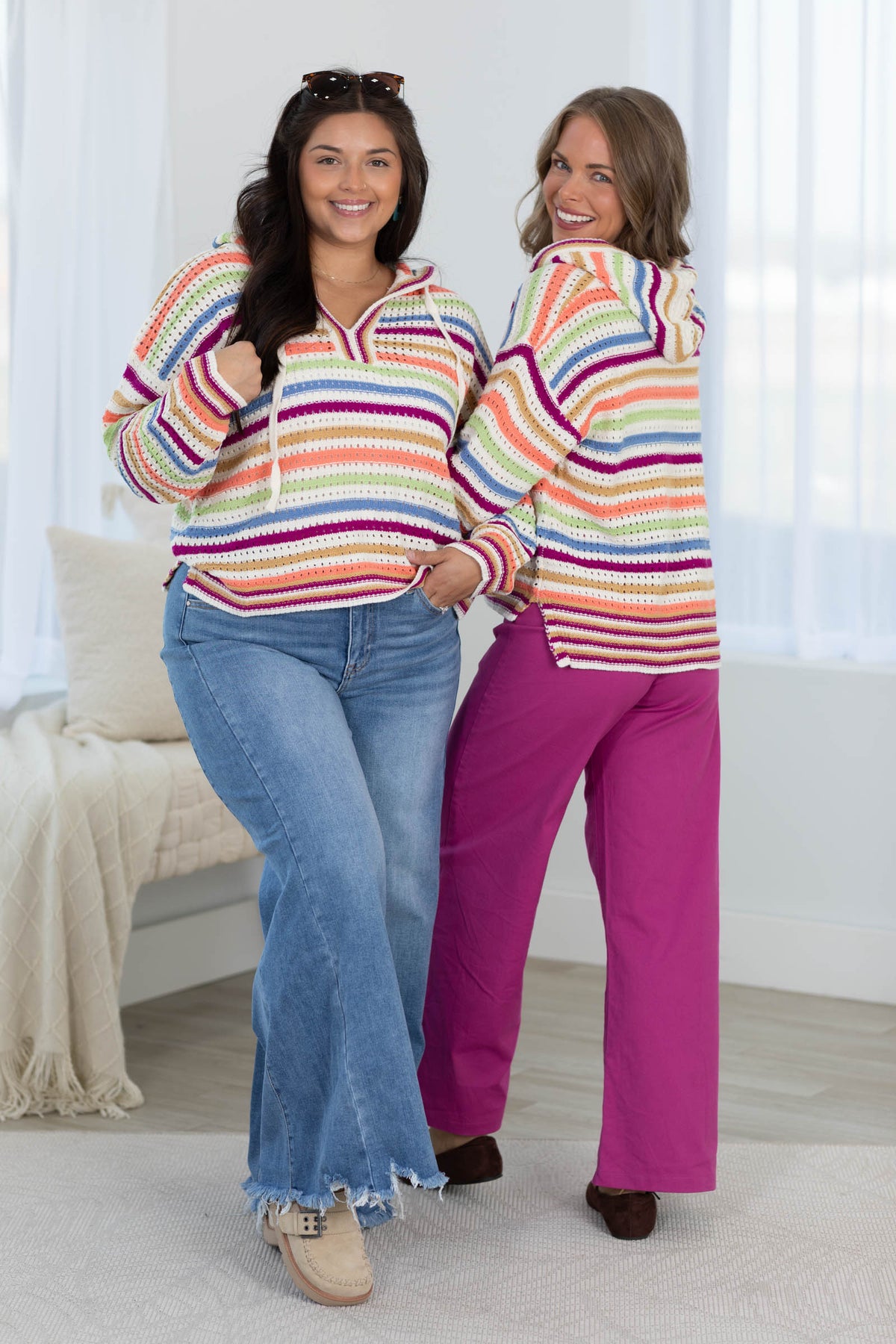 Free Spirit Crochet Stripe Hoodie by Filly Flair
