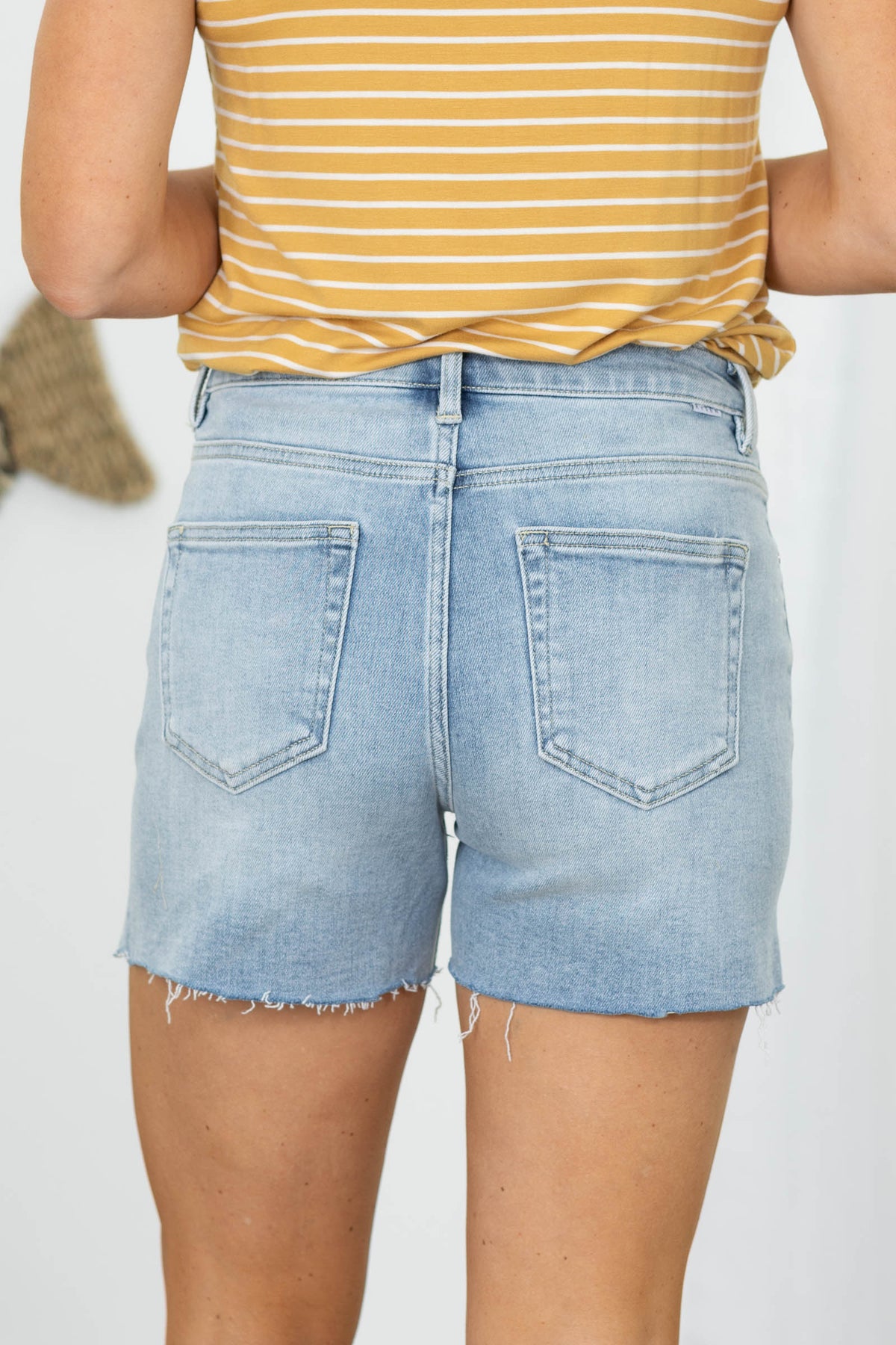 Risen High Rise Raw Cut Hem Side Slit Shorts
