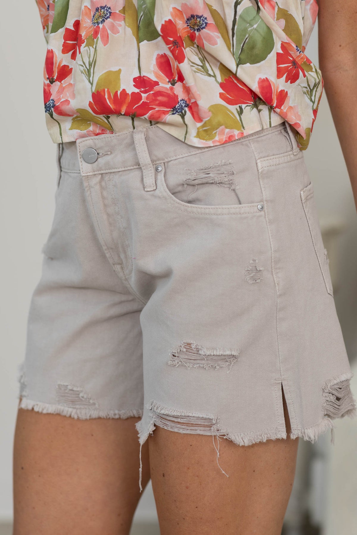Mica 100% Cotton Boyfriend Fit Midi Shorts
