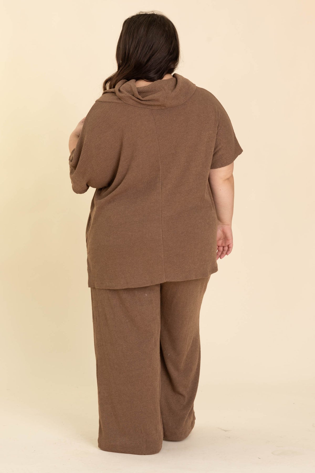 Oversized Short Sleeve Cowl Neck And Pant Sets