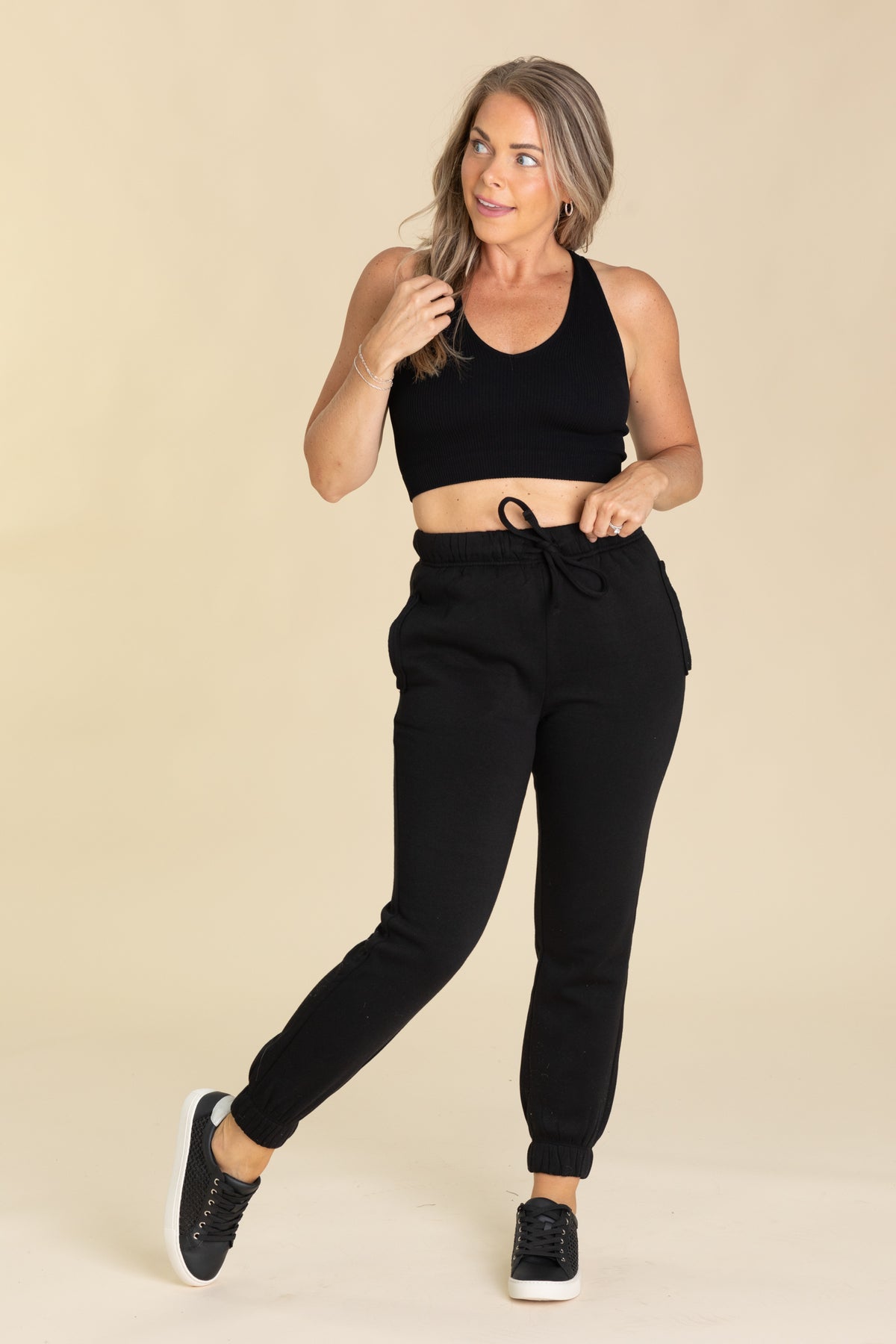 Fleece Drawstring Joggers With Pocket